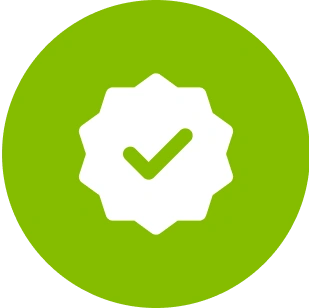 Green circle with white checkmark icon.